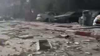 Destruction in Tel Aviv Following an Iranian Strike