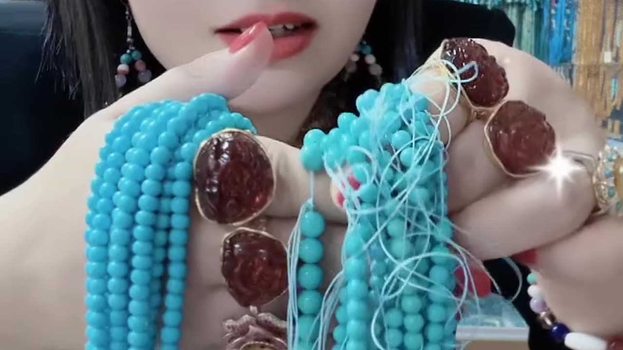 250618-13 Sleeping Beauty Turquoise Bead Strand: Flowing Polar Aurora on the Wrist