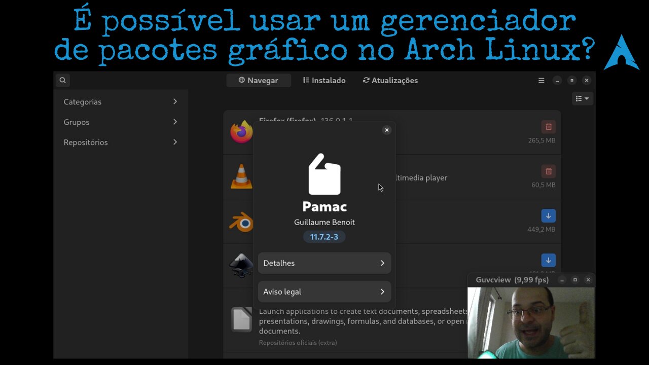 É possível usar um gerenciador de pacotes gráfico no Arch Linux?
