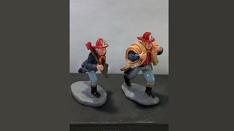 (Set of 2): LeMax 2005 "Village Heroes" Christmas Firemen Figures - Retired -UGC