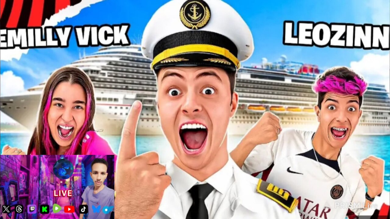 Reagindo ao conteúdo com Enaldinho no maior navio do mundo com Emily Vick e Leozinho.
