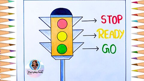 How to Draw Traffic 🚦 Light / Traffic Signal Drawing / Road Safety Drawing part-1