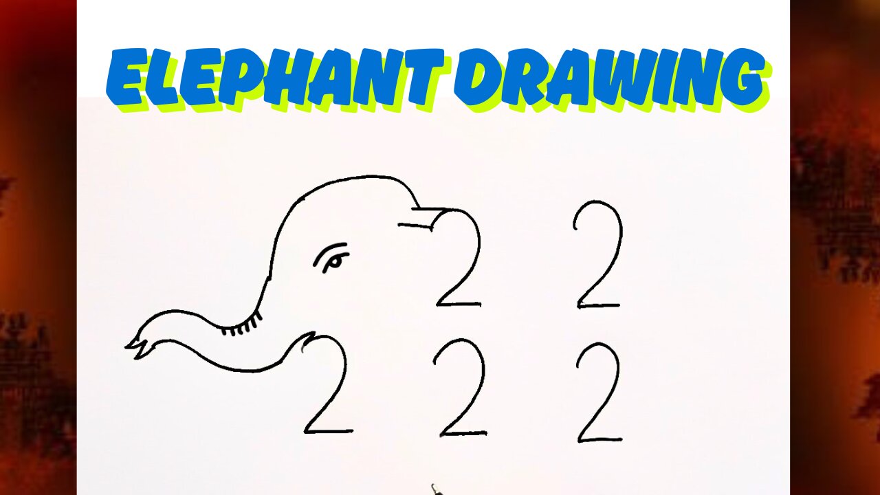 Easy Elephant Drawing Trick from Number 22222 | Drawing Tutorial for Kids