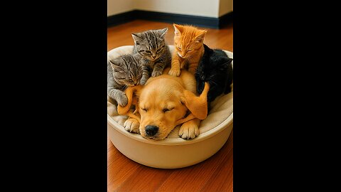 Dog Tries to Nap, Kitties Have Other Ideas