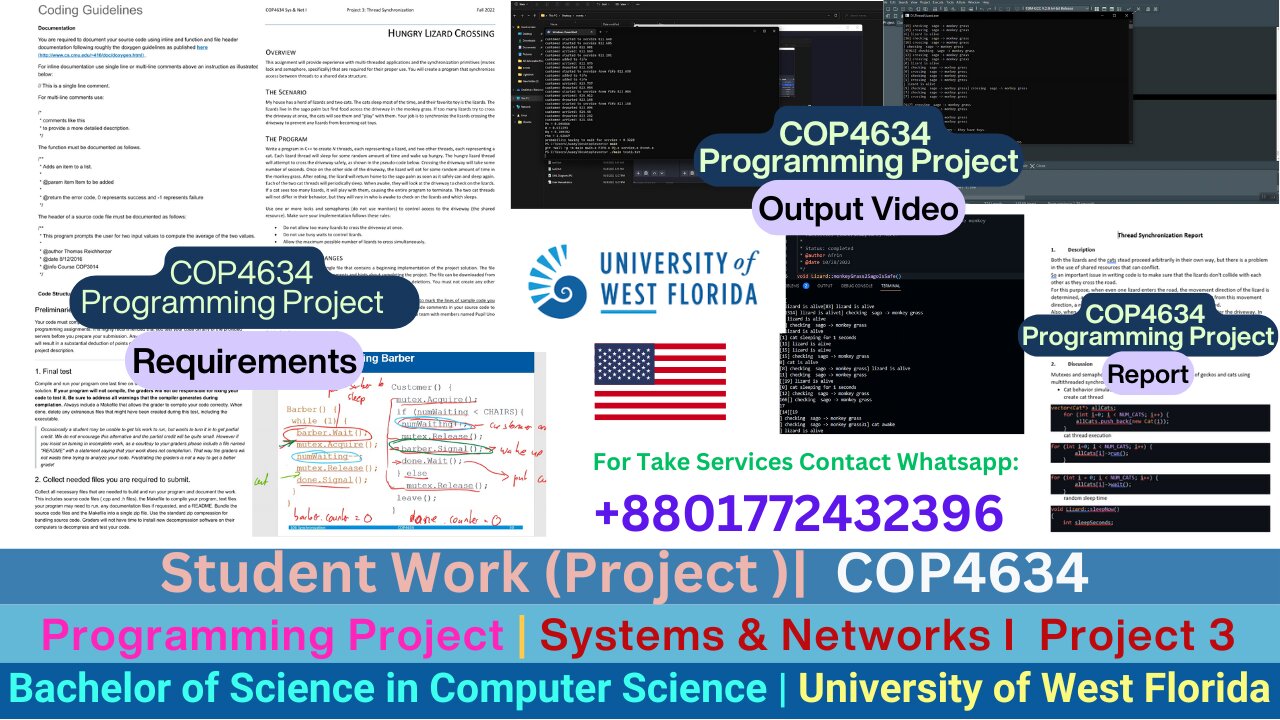 Student Work(Project)|COP 4634 Critical Section Handling in Multithreaded Systems Work Video |UWF