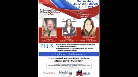 Long Beach Eagle Forum & Long Beach Area Republicans: Sonja Shaw 4 CA Superintendent of Schools