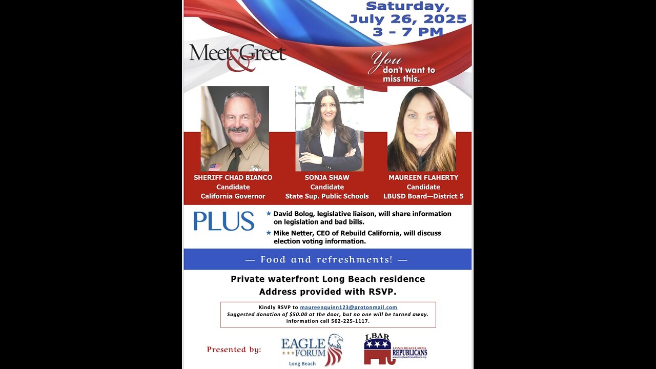 Long Beach Freedom USA Eagle Forum Chapter & Long Beach Area Republicans: Sonja Shaw 4 CA Superintendent of Schools
