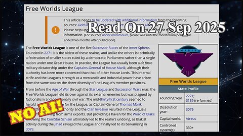 Free Worlds League (No AI) - 27 September 2025