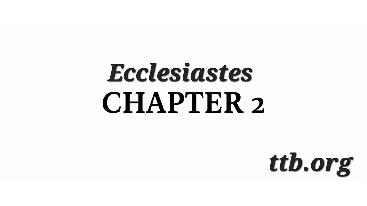 Ecclesiastes Chapter 2 (Bible Study)
