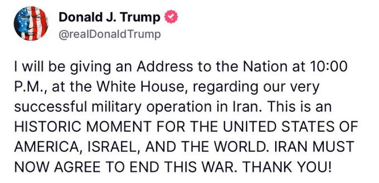President Trump Addresses the Nation after Taking out Iran's Nuclear Facilities - TONIGHT, 10PM ET