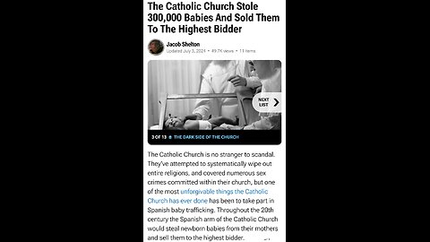 CATHOLIC CHURCH STEALING BABIES