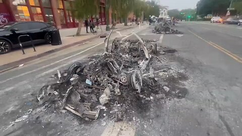 Look at these burned Waymo vehicles that were set on fire during the riots in DTLA.