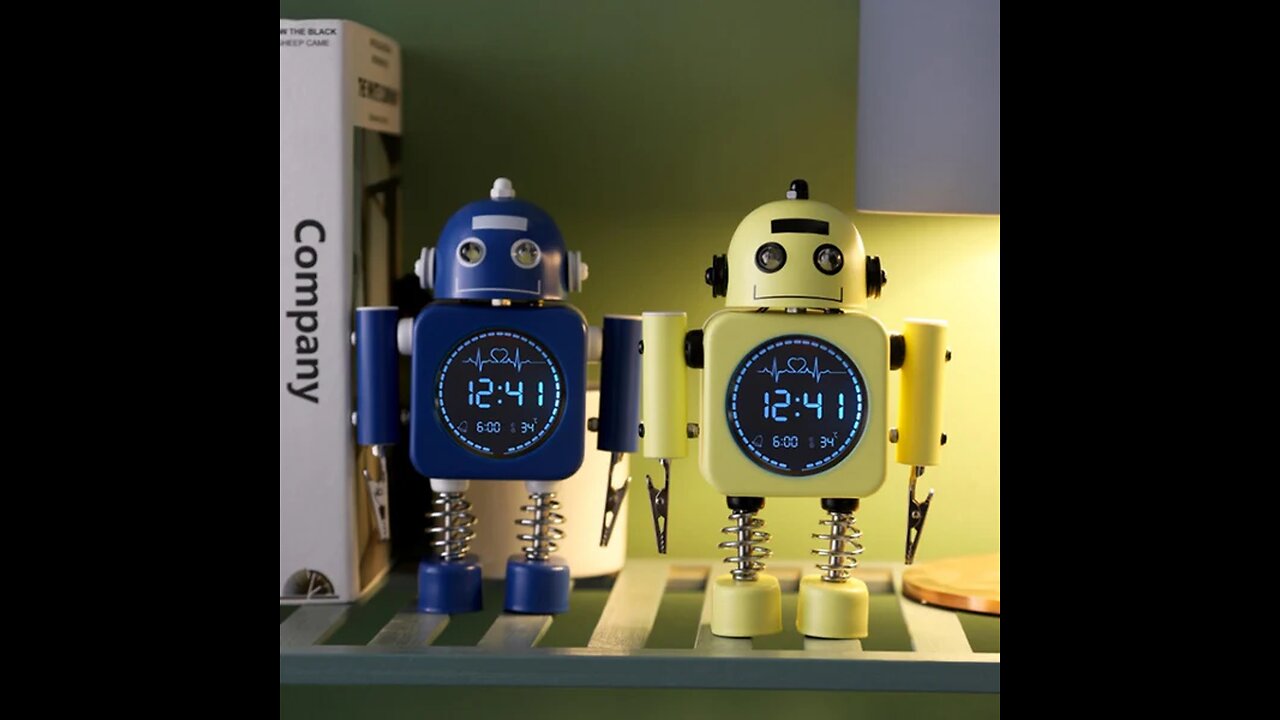 Robot Alarm Clock, Easy-to-Read Digital Display, Pleasant Sounds & Temperature