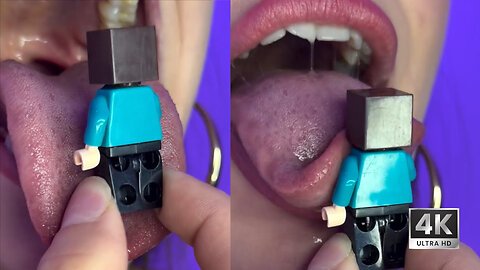 HOT WOMAN MOUTH CLOSEUP TOY EATING ASMR 4K VIDEO PART 1