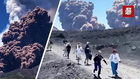 Powerful Mount Etna eruption sends panicked tourists running for their lives