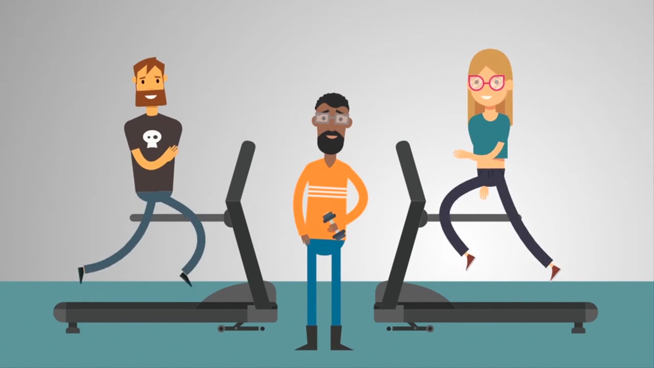 Cartoon, character, gym