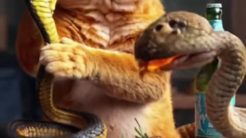 Tabby Cat and Rabbit Riding a Bicycle _aicat _catlover _cat _animation(1080P_HD)(720P_60FPS)