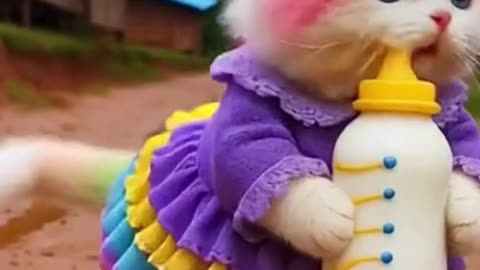 🤤 Beautiful Dress Cute Cat 🐈 Dudi dudi dum dum 🍼 #Cutekitten #Cute#Cat #shorts #shortsviral