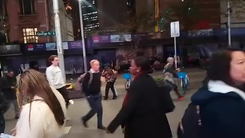 I make video about Bowie clip with black saxophonist then see one in Sydney CBD. Spooky!