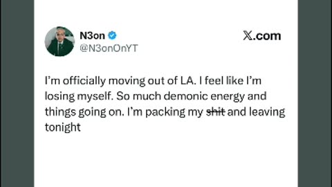 Neon leaving California over demonic energy 10/31/25