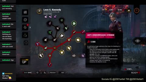 Dead By Daylight playing as Leon for bloodstones