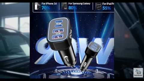 USB C Car Charger, 4-Port 90W Super Fast Car Phone Charger Accessories Dual 45W
