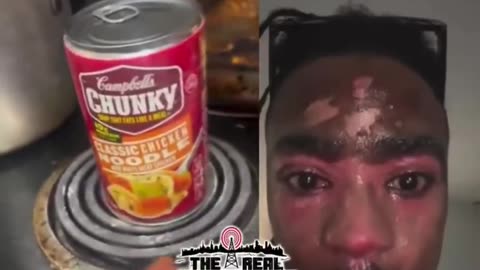 Tyrone shows off how to cook canned food on a stove