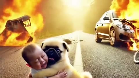 Cute baby lost mother