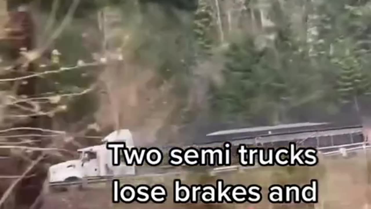 2 semi-trucks lose breaks and use runaway ramp
