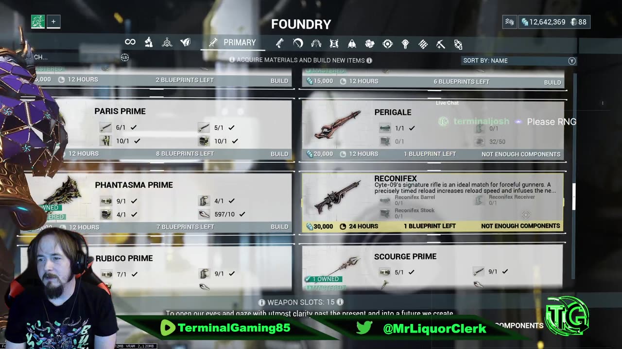 Terminal Gaming - Warframe Temple RNG - Dos