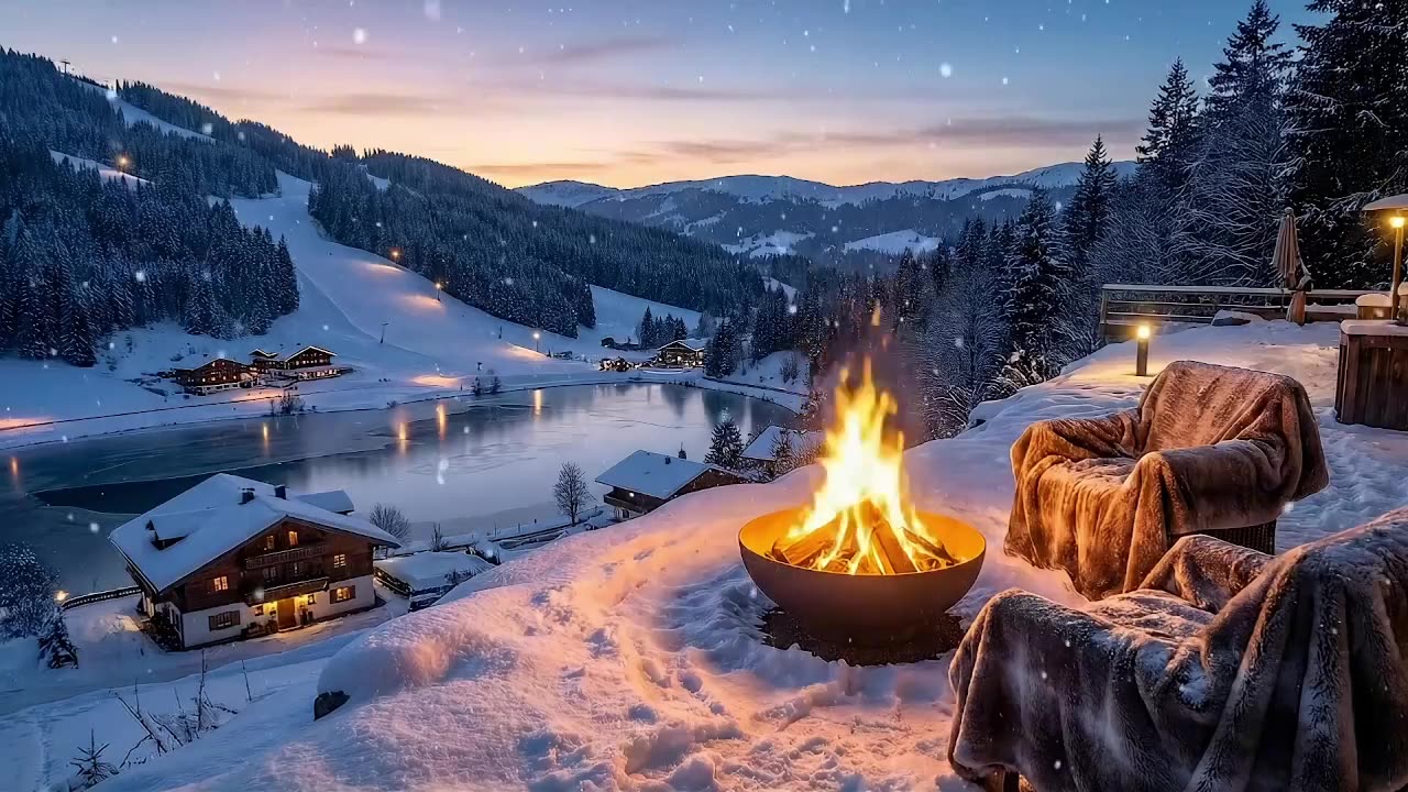 winter fireplace live