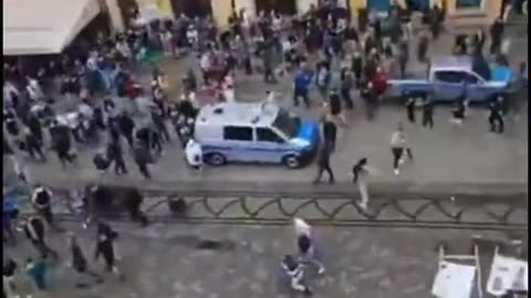 Chelsea fans have been BLASTED by a water canon in Wroclaw