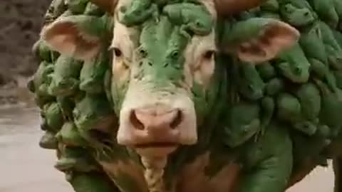 Amazing: cow covered in giant frogs saved by Rescue Team #humanity #cow #animals