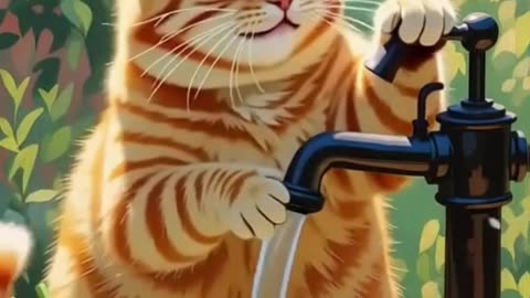 Chef Cat Prepares Fresh Veggies in the Garden 🌿🐱💧