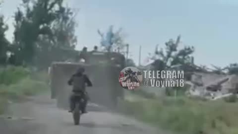 Russian Soldiers Get a Front Row Seat to Their APC Hitting Anti-Tank Mine