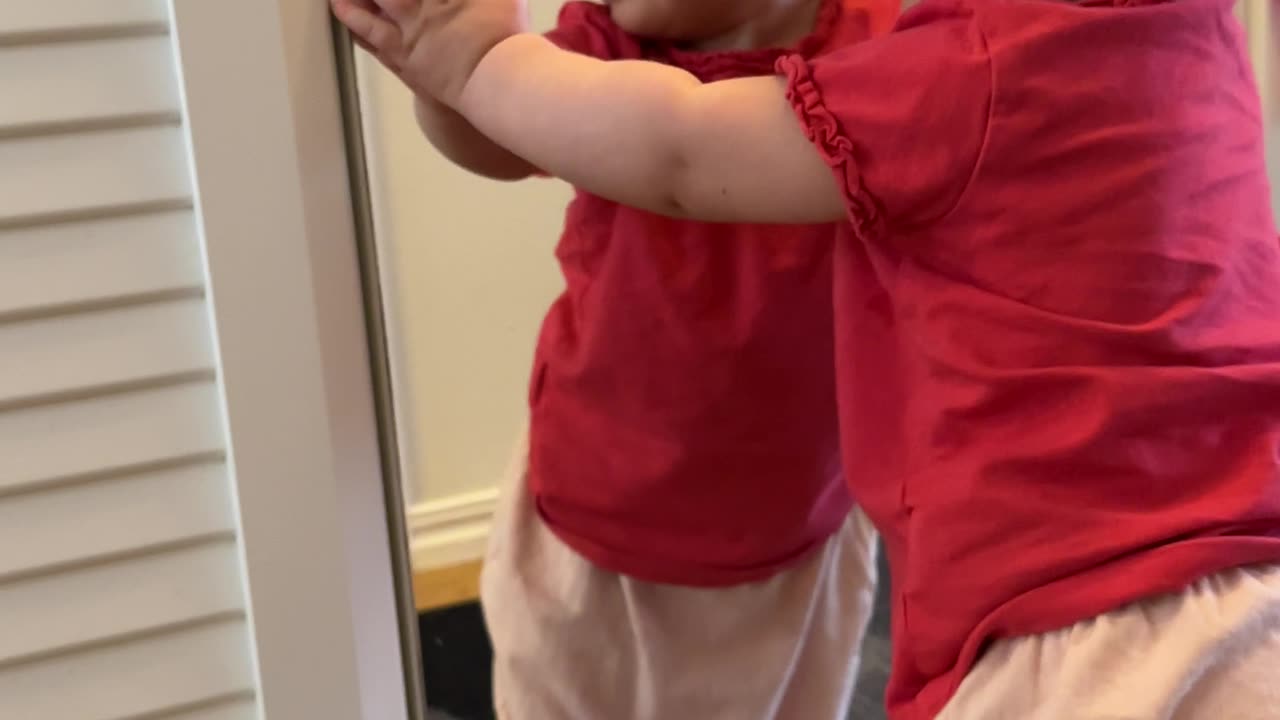 Baby Kayla Meets Her Reflection for the First Time | Cutest Mirror Moment