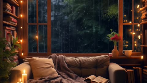 Soft Jazzy Music ☕ Cozy Rainy Night Ambiance | Relaxing Jazz for Sleep, Reading & Study (1 Hour)