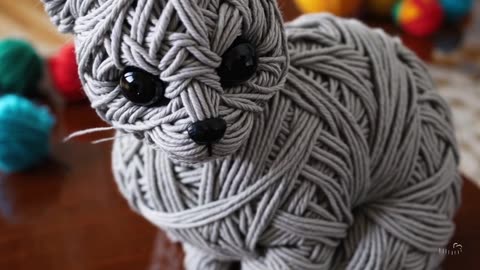 Yarn Cat Sculpture