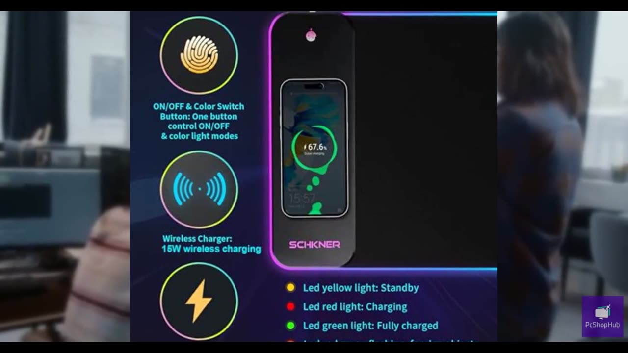 Schkner RGB Gaming Mouse Pad with Wireless Charging 15W, Large Desk Mat 800x300x