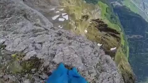 Base Jumping with a winged suit