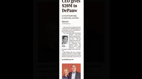 June 8, 2018 - Media Reports on $20 Million Gift to DePauw University
