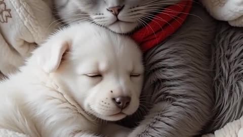 The Brave Cat Saves Cute Puppy in Heartwarming Rescue!