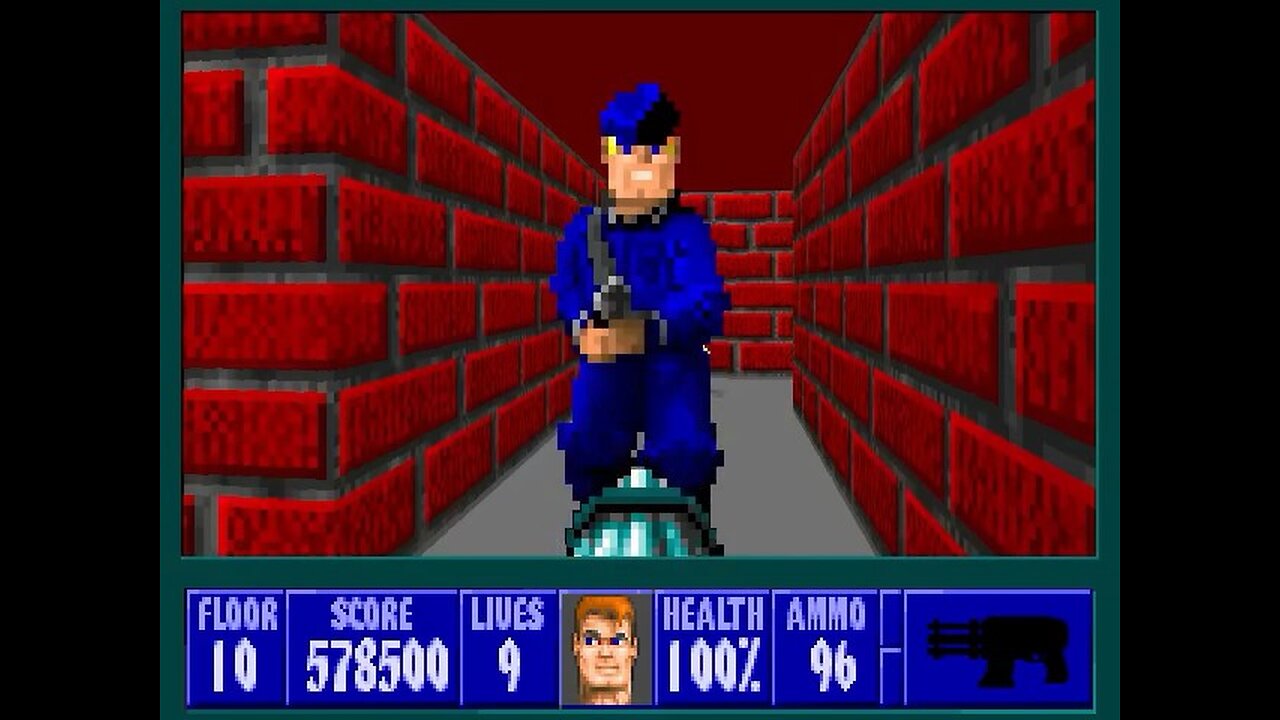Wolfenstein 3D, DOS, 1992 - 100% Complete, Episode 5 Floor 10 (Trail of the Madman) (Secret Level!)