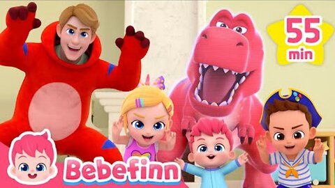 T-rex and Dinosaurs in The Eggs! | Bebefinn Top Nursery Rhymes Compilation
