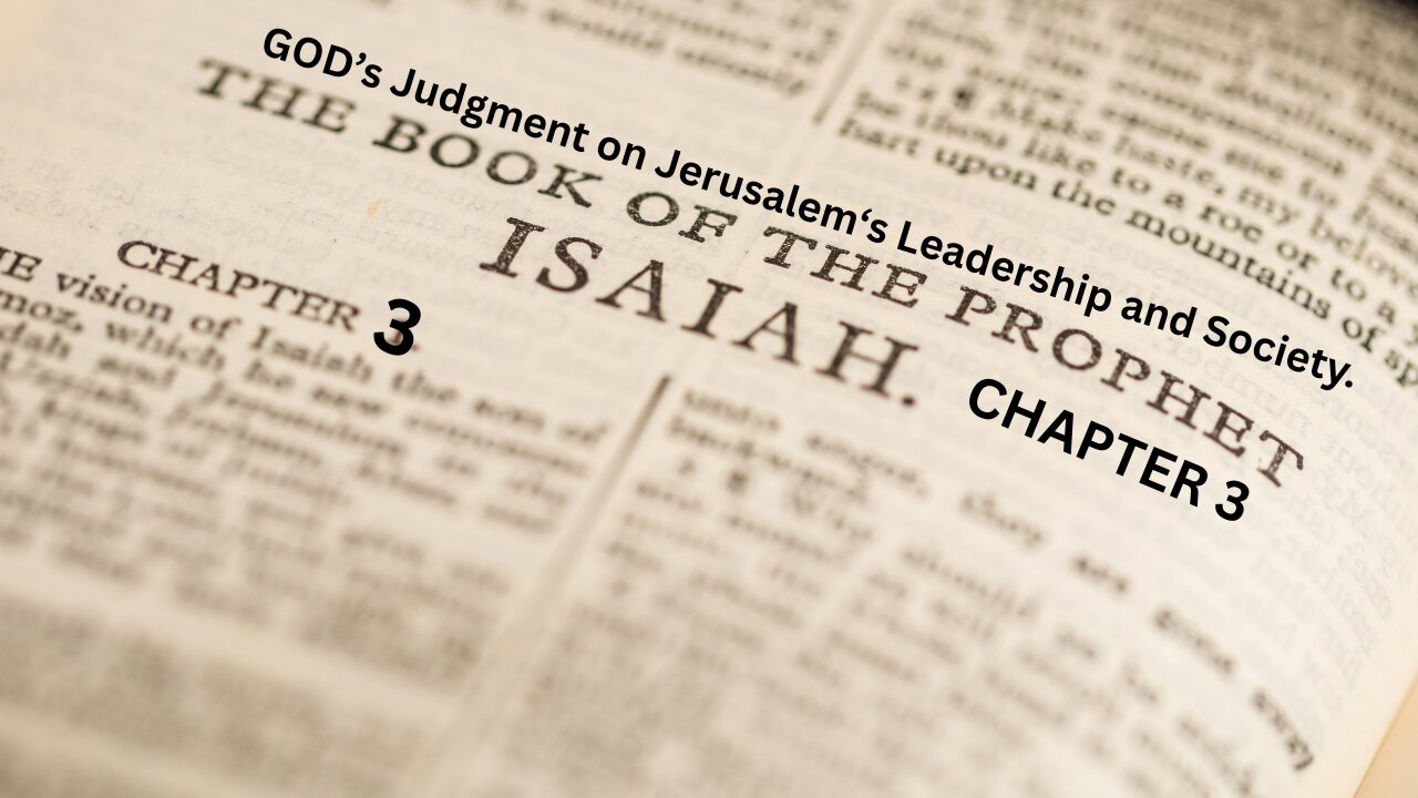 Book of Isaiah, CH 3. GOD’s Judgment on Jerusalem‘s Leadership and Society.