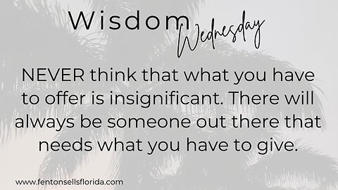 Wisdom Wednesday