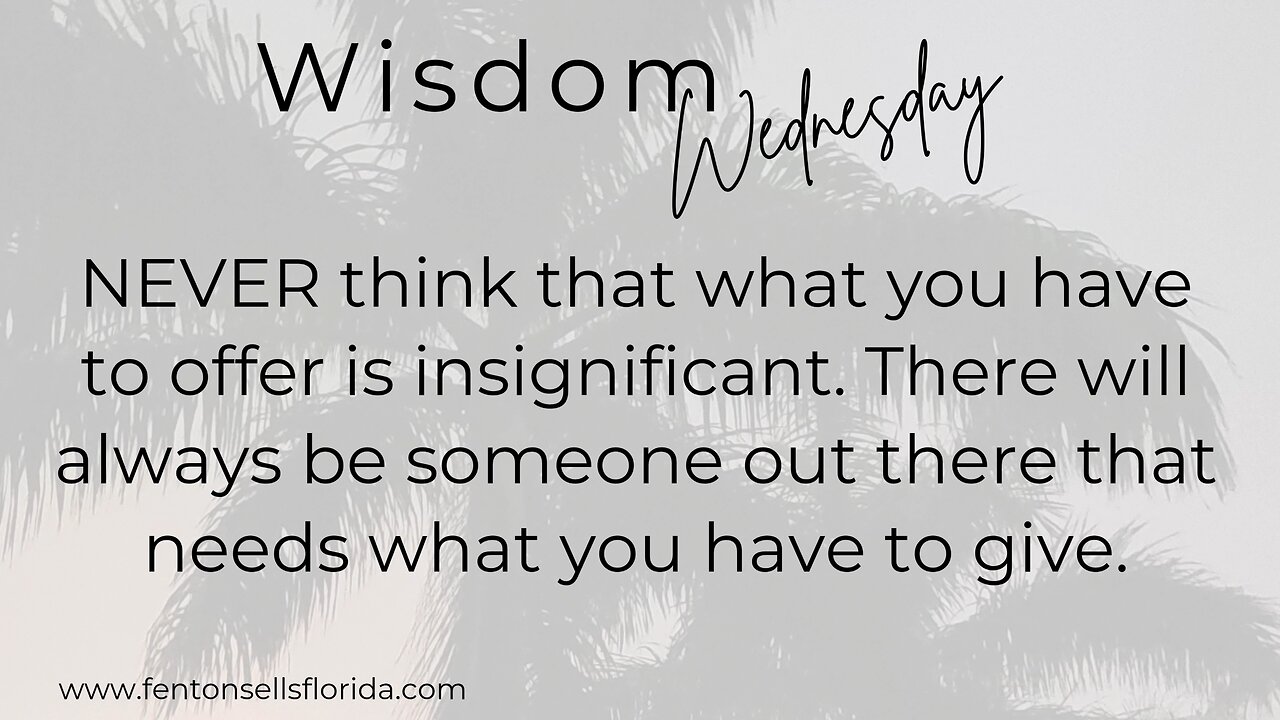 Wisdom Wednesday