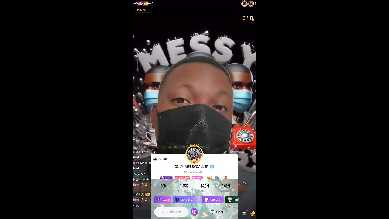 Messy Caller is giving a speech about how he’s getting gifted