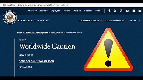 ⚠️US State Department issues a 'WORLDWIDE CAUTION' Statement.. LOOK! 👀 #war #israel #iran #trump