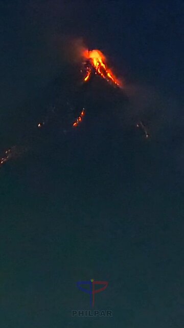 Mayon Volcano: Persistent Crater Glow and Lava Flows